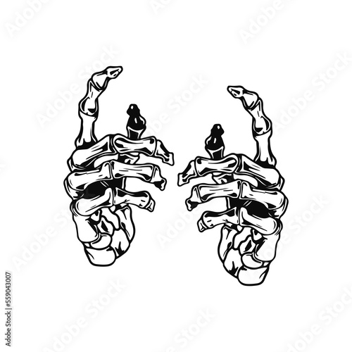vector illustration of two bone hands