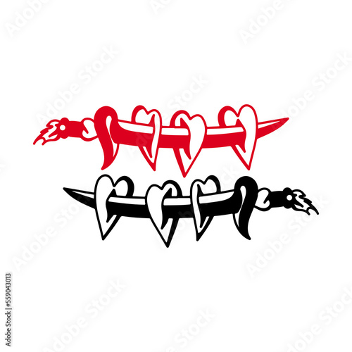 vector illustration of a knife with a heart