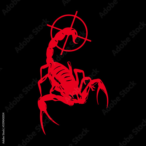 vector illustration of a red scorpion silhouette