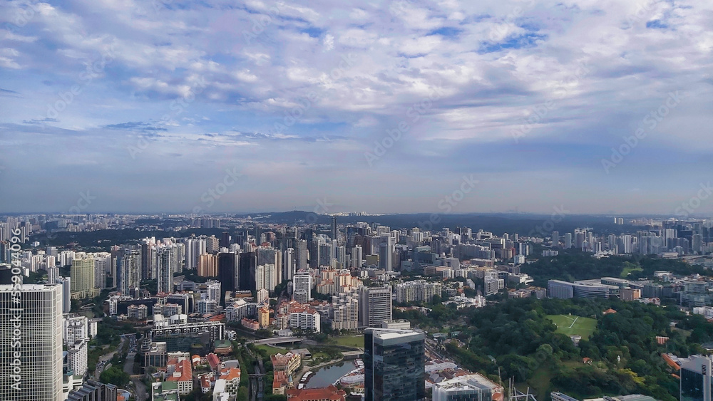 Fototapeta premium Aerial view of Singapore from CapitaSpring Building