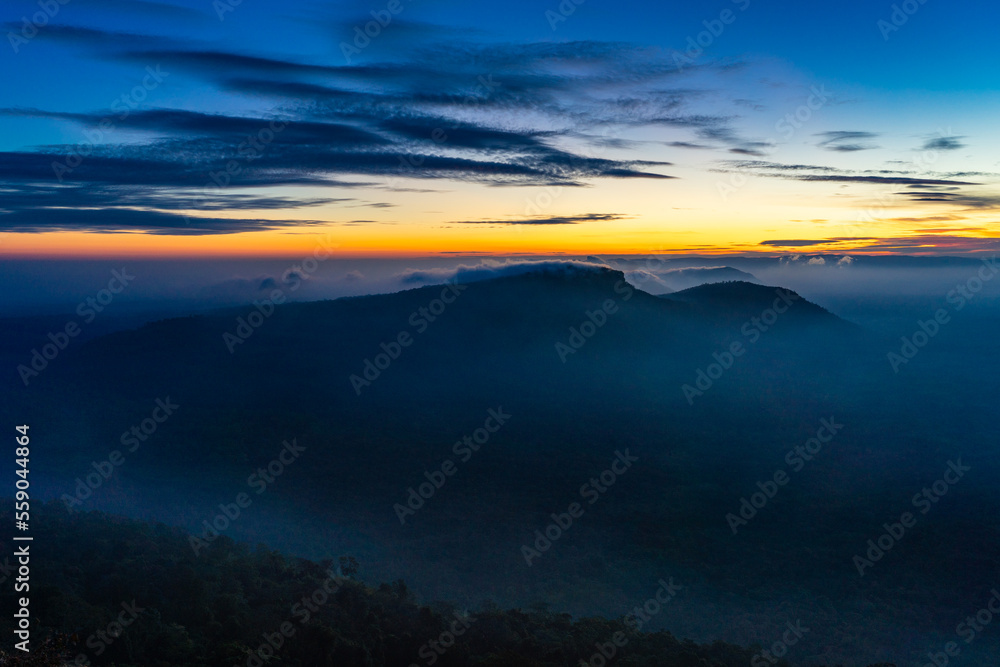Sunrise View from Pha mor e daeng, Sao Thong Chai, Kantharalak District, Si Sa Ket, Thailand