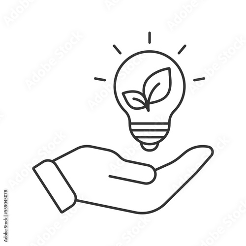 Eco friendly power vector icon. Line sign for mobile concept and web design. Symbol, logo illustration. Vector graphics