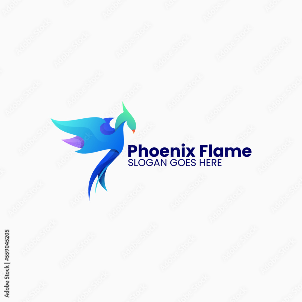Obraz premium Vector Logo Illustration Phoenix Gradient Colorful Style.