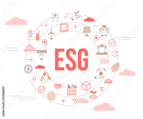esg environmental social governance concept with icon set template banner and circle round shape