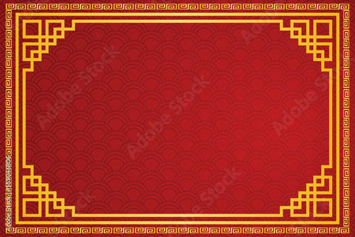 Ornament on a red background with a Chinese pattern