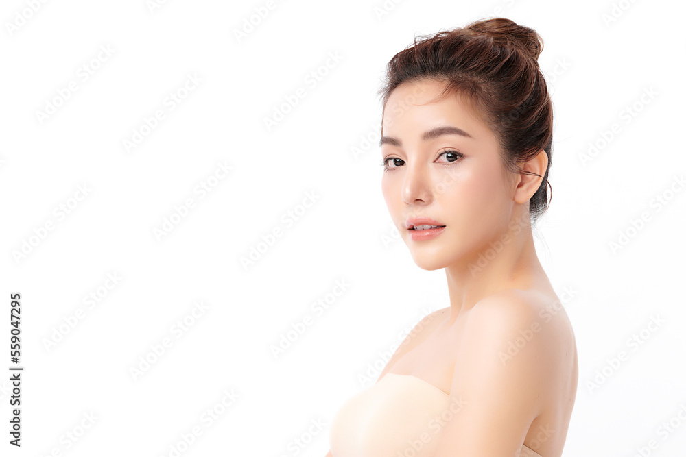 Beautiful young asian woman with clean fresh skin on white background, Face care, Facial treatment, Cosmetology, beauty and spa, Asian women portrait. Beautiful young asian woman with clean fresh skin on white background, Face care, Facial treatment, Cosmetology, beauty and spa, Asian women portrait.