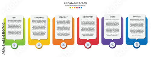 Fototapeta Naklejka Na Ścianę i Meble -  Steps business data visualization timeline process infographic template design with icons