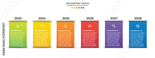 Steps business data visualization timeline process infographic template design with icons