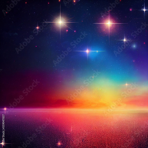 Rainbow Fantasy Sky with Stars, AI