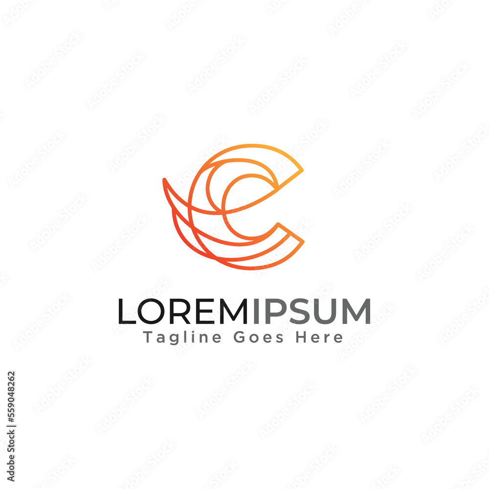 Fototapeta premium Letter C monoline logo template.