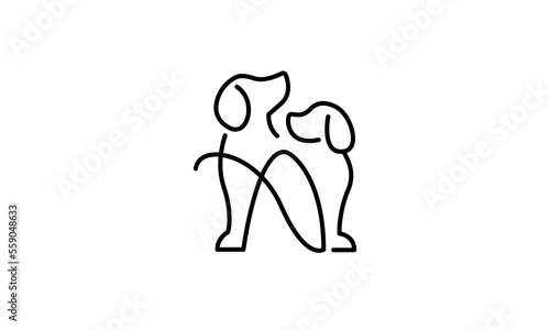 Canvas Print Pet shop Logo, Two dogs lovers logo vector icon illustration.