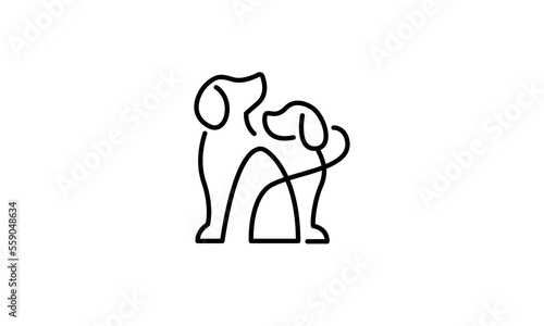 Pet shop Logo, Two dogs lovers logo vector icon illustration.