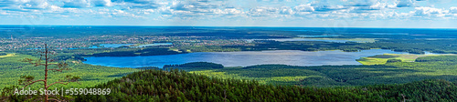 beautiful view of the wooded Ural mountains photo