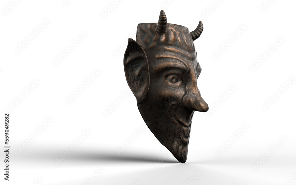 Obraz premium happy devil bronze mask on white background