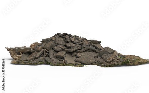 Fotografie, Obraz debris mountain of brown stones on a white background