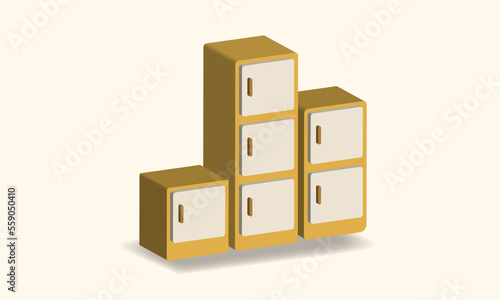 isometric stacked cabinet vector design. Rectangular cabinet for storage design concept.
