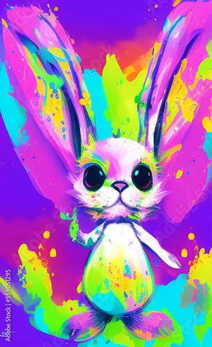 彩色新年兔子，生肖兔子