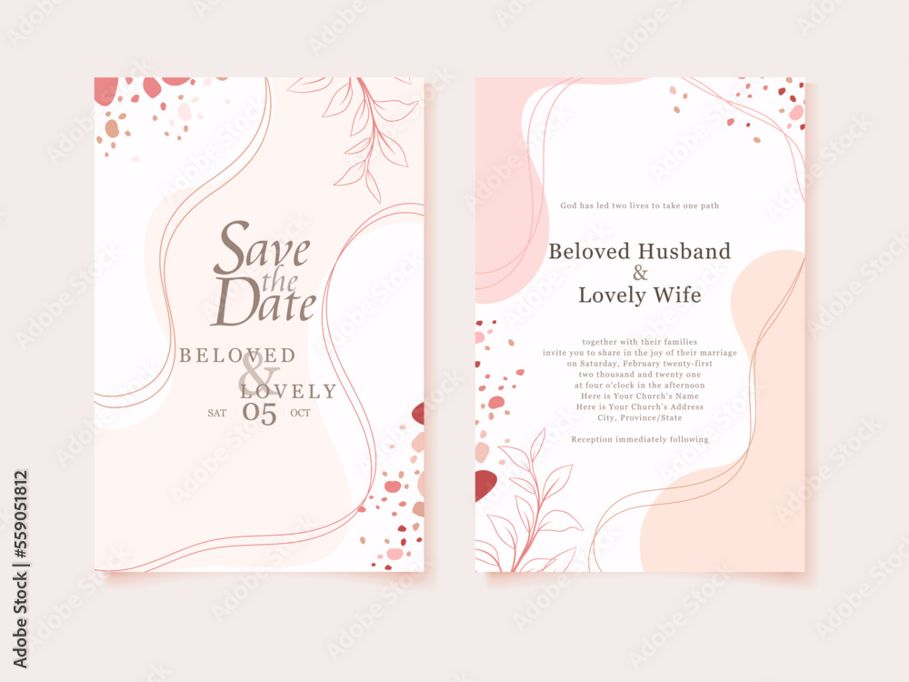 Wedding Card with Memphis Style Template Design