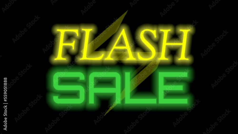 flash sale text animation in flashing neon style with lightning combination flash sale text animation in flashing neon style with lightning combination