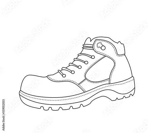 safety shoes. personal protective equipment for workers. vector doodle illustration. side view.