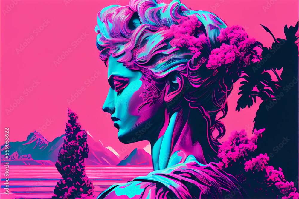 Fototapeta premium Vaporwave art ai art