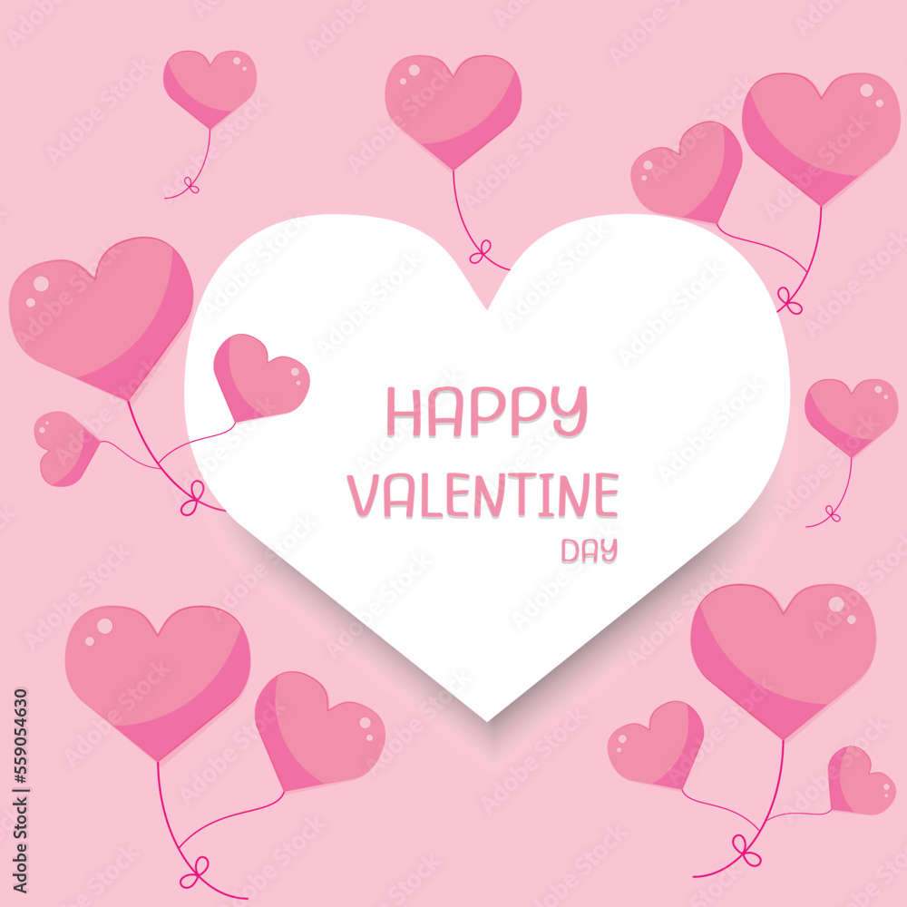 Valentine's Day background with hearts and typographic of Happy Valentine's Day text. vector illustration Stock Illustration