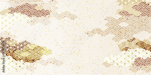 波　和柄　和紙　背景