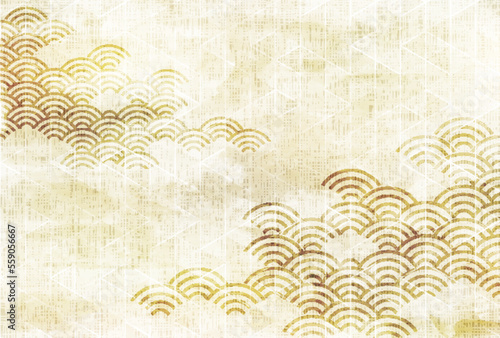 波　和柄　和紙　背景