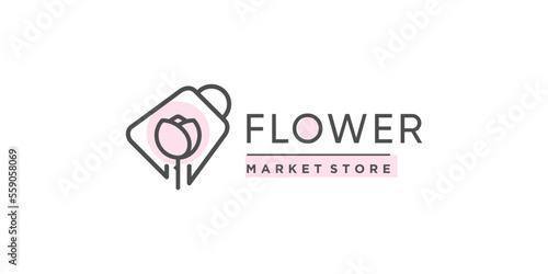 Beauty store logo design with flower and bag concept