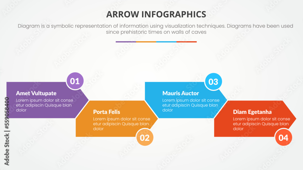 arrow shape infographic concept with right direction for slide presentation with 4 point list arrow shape infographic concept with right direction for slide presentation with 4 point list