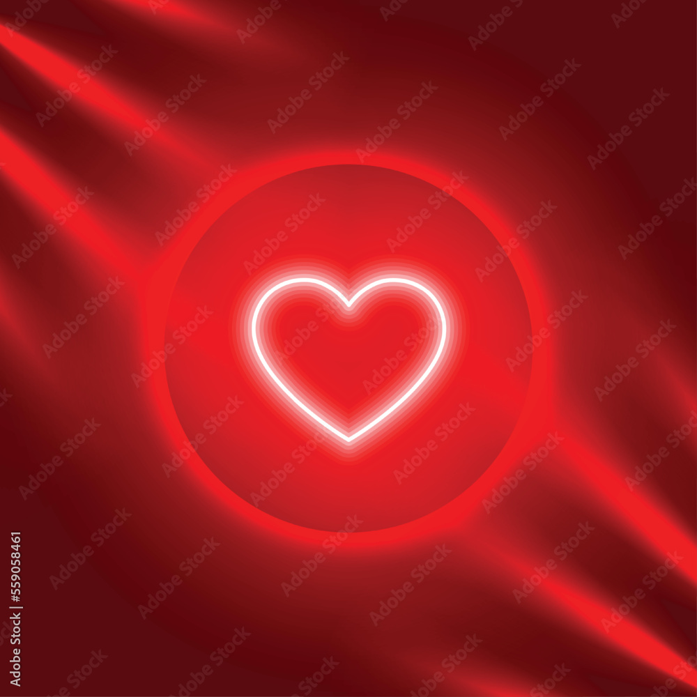 glowing neon heart valentines day greeting with light effect