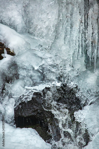 Icy waterfall at Goodwin State Forest in Chaplin, Connecticut.