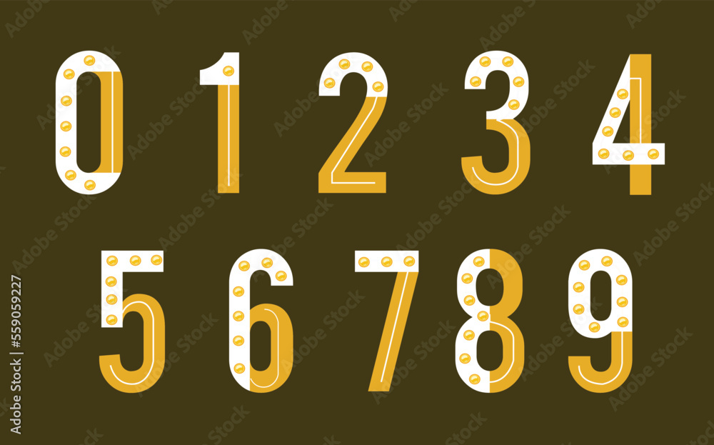 Light Bulb Numbers font, Yellow Letters, Numerals Light Bulb Numbers font, Yellow Letters, Numerals
