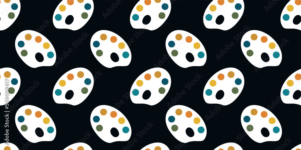 Vector flat hand drawn seamless pattern with rainbow palette with paint Vector flat hand drawn seamless pattern with rainbow palette with paint