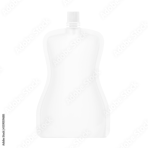 Shaped pouch up bag mockup with spout. Vector illustration isolated on white background. Front view. Can be use for template your design, presentation, promo, ad. EPS10.	