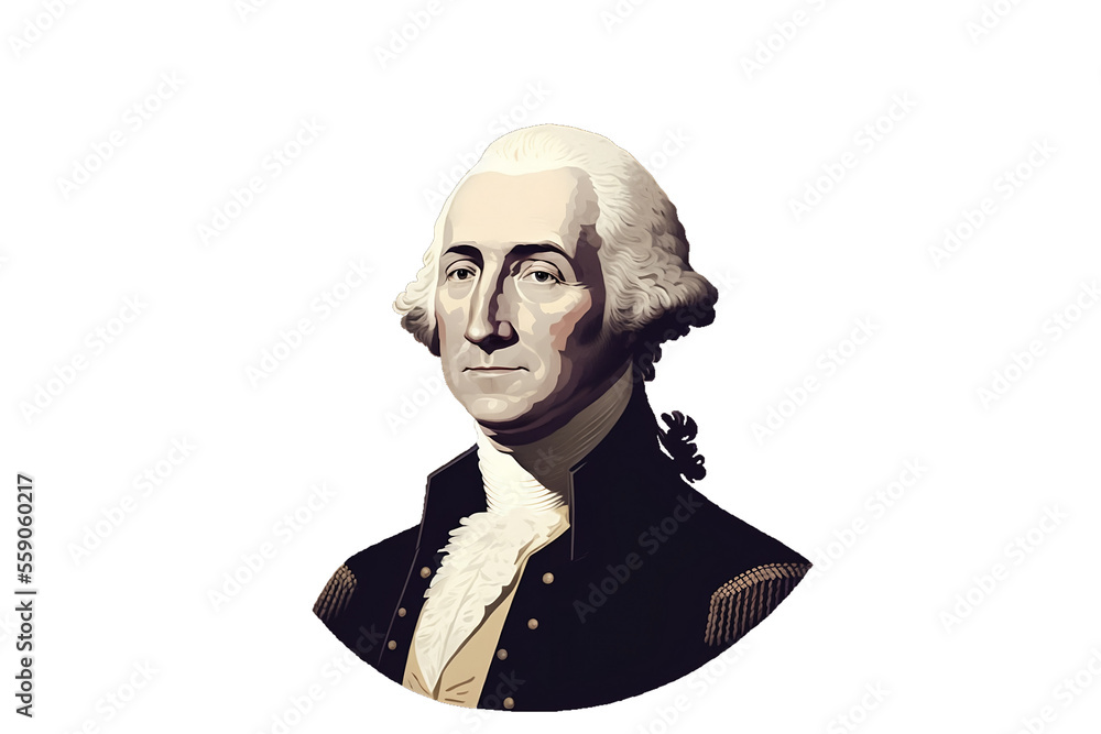 George Washington portrait art on a transparent background Stock