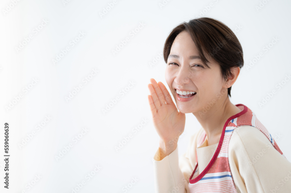 笑顔で呼ぶ主婦や保育士のようなイメージ アップ 笑顔で呼ぶ主婦や保育士のようなイメージ アップ