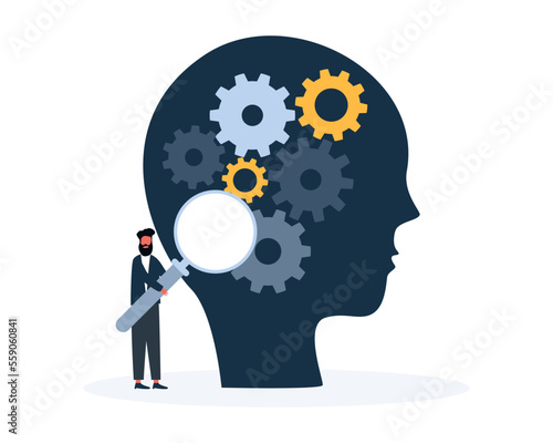 The repairman fixes the problem in the head