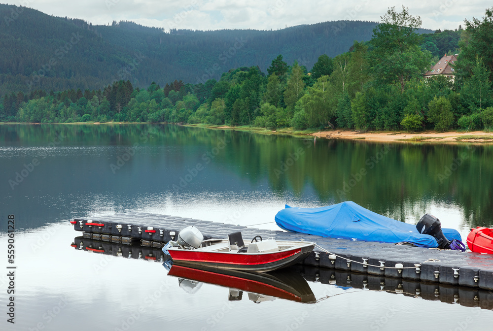 Fototapeta premium landscape with boats on the lake