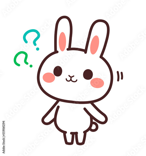 兎のかわいいキャラクター 疑問 ？ イラスト素材