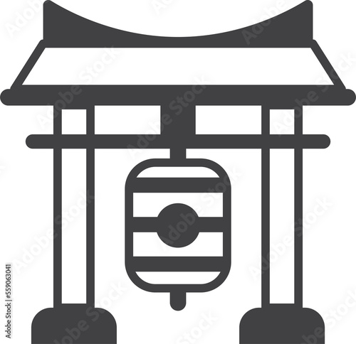 Japanese temple arch illustration in minimal style