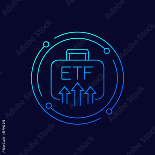 ETF portfolio growth icon, exchange traded funds, linear design