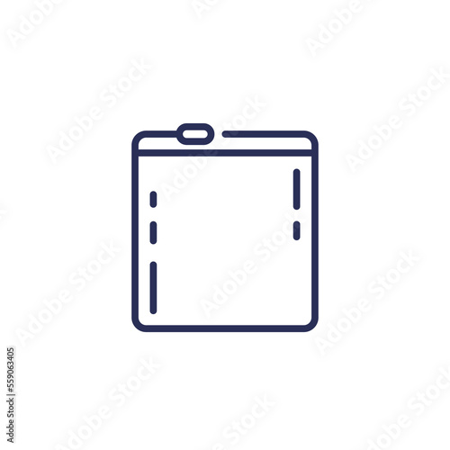 zip bag line icon on white
