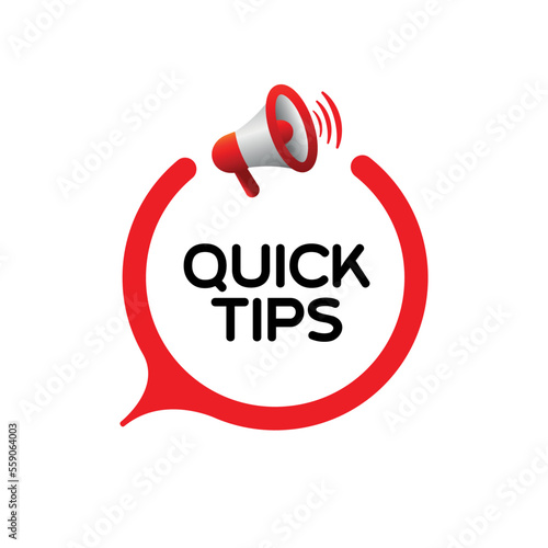 quick tips sign on white background	