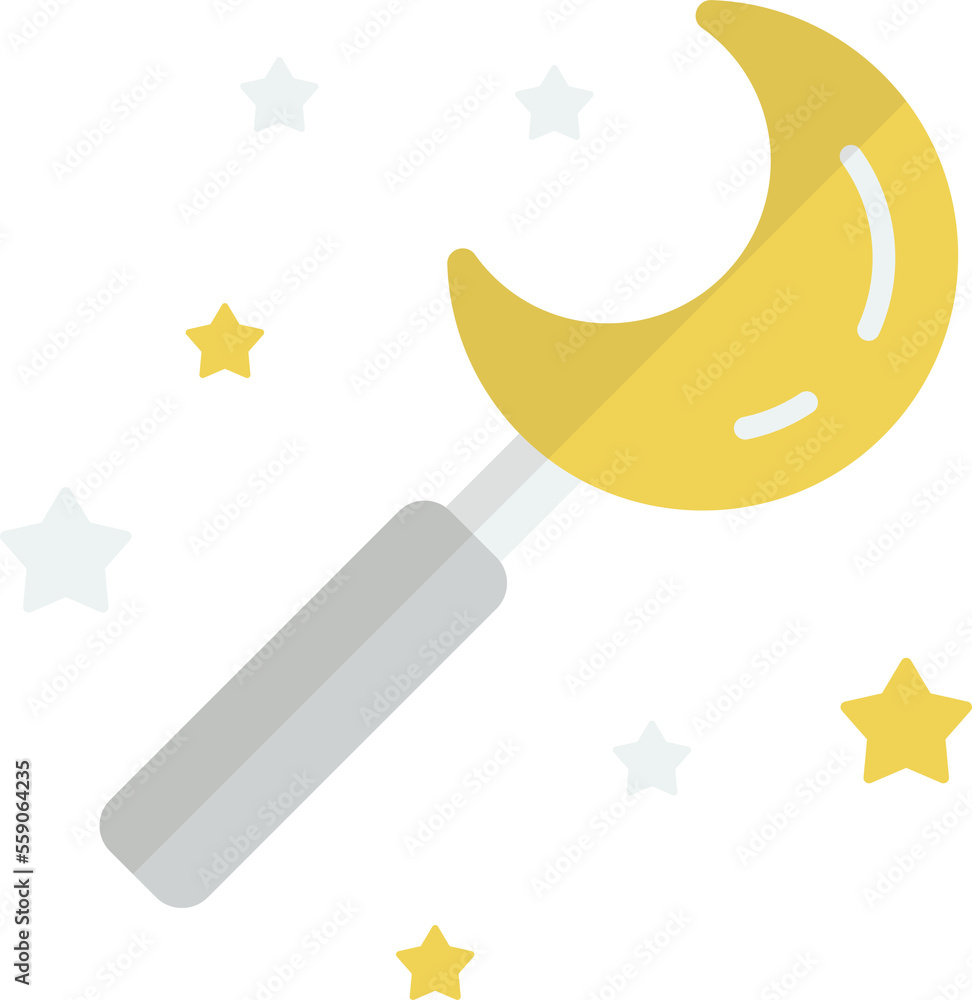 moon wand illustration in minimal style