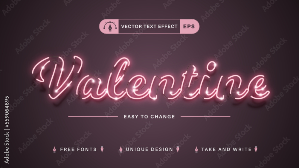 Valentine - Editable Text Effect, Font Style