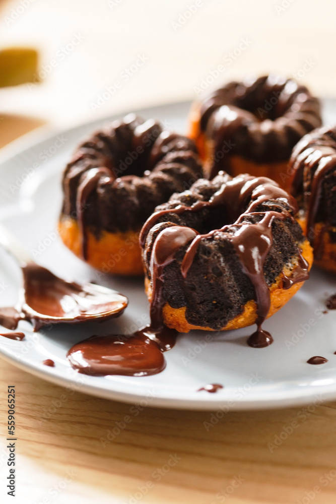 chocolate cakes on the plate chocolate cakes on the plate