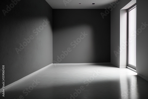 Unoccupied space with a dark wall. Generative AI