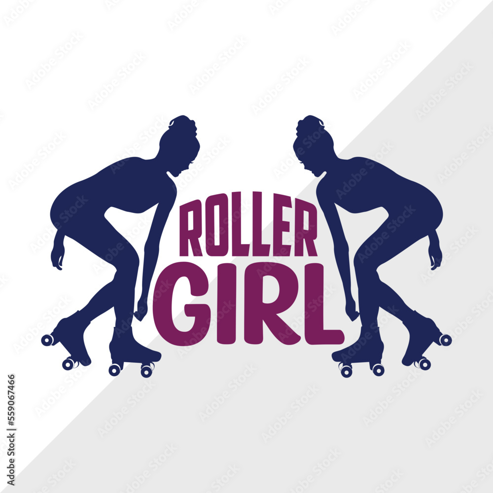 Roller Girl SVG Cut File, Roller Derby svg, Roller Skates Svg, Skate