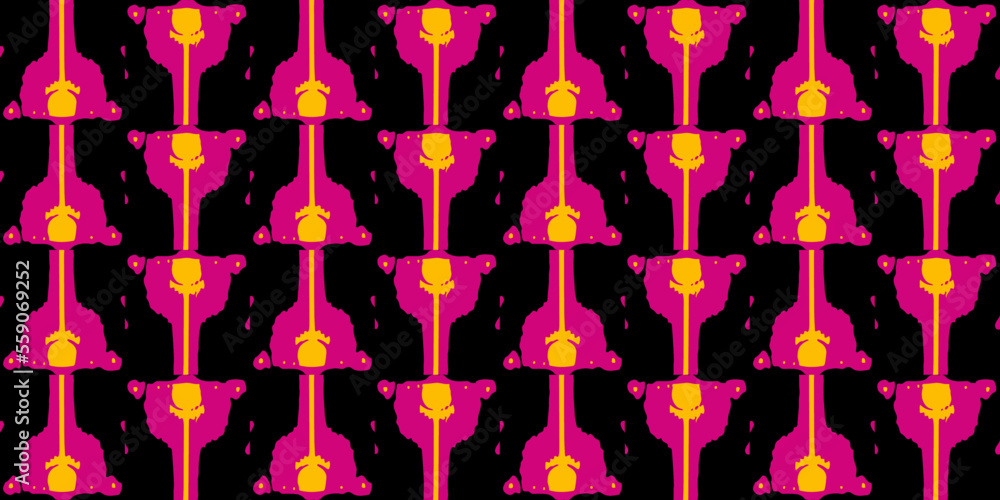 Fototapeta premium Abstract seamless patterns, geometric patterns, and batik patterns are designed for use in interior, wallpaper, fabric, curtain, carpet, clothing, Batik, satin, background, and Embroidery style.